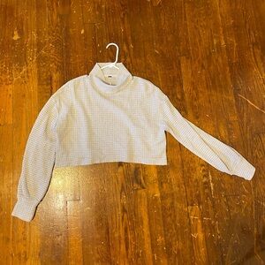 Free People Cream Waffle Knit Cropped Hoodie